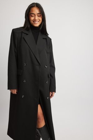 NA-KD Dubbelknäppt trenchcoat - Trenchcoats - Svart - EU 38