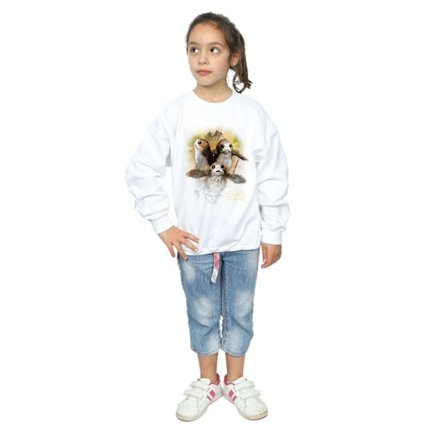 Star Wars Girls The Last Jedi Porgs Borstad Sweatshirt 7-8 År
