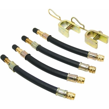 Sett med 4 Dekkventilforlengere Fleksibel Dekkslangeventil 150mm med 2 Braketter