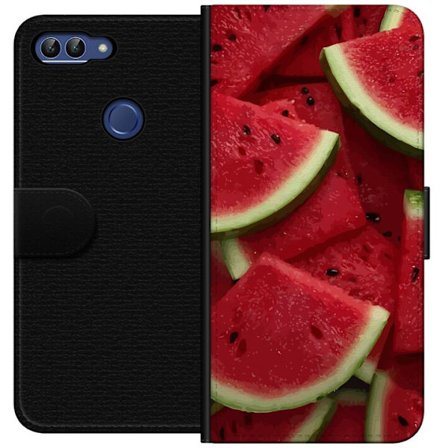 Kompatibelt Lommeboketui til Huawei P smart Nærbilde av saftige vannmelonskiver med rødt fruktkjøtt og grønt skall