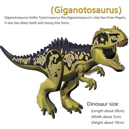 Jurassic Dinosaur World Giganotosaurus Monterte Lego-klosser - Dyrleker, Figurer, Jule- og Bursdagsgaver til Barn - Komplett
