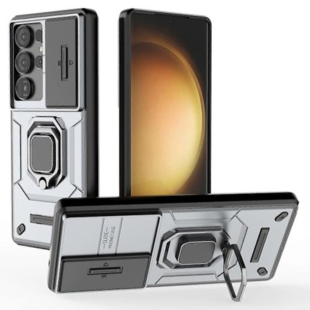 Passer til Samsung Galaxy S25 Ultra mobiltelefon cover PC + TPU beslag mobiltelefon beskyttelsesfilm med linsebeskyttelse - grå (grå)