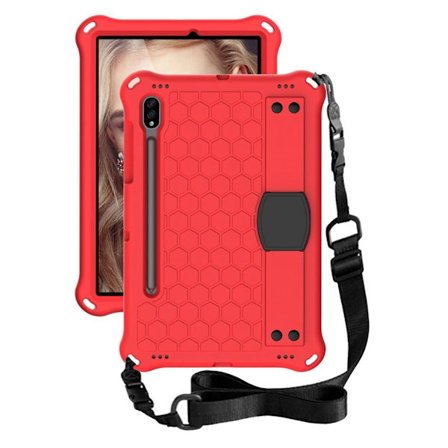 Honeycom mönster eva combo fodral för Samsung Galaxy Tab S7 - röd / svart