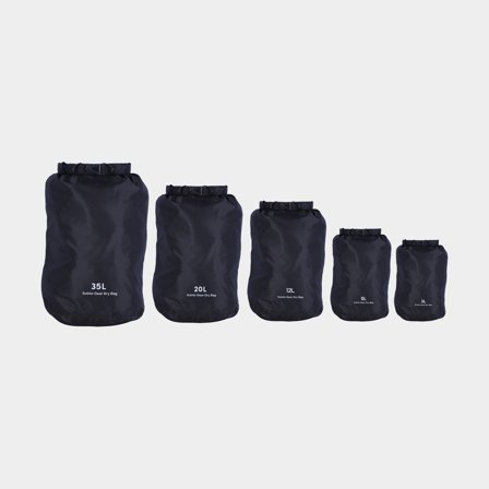 Drybag set / vattentäta packpåsar Subito Gear, 70D, 3/5/12/20/35 liter, svart, 5-pack