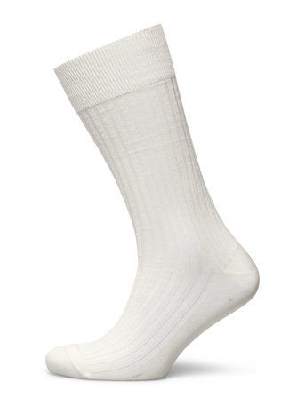 Off White Ribbed Socks White AN IVY