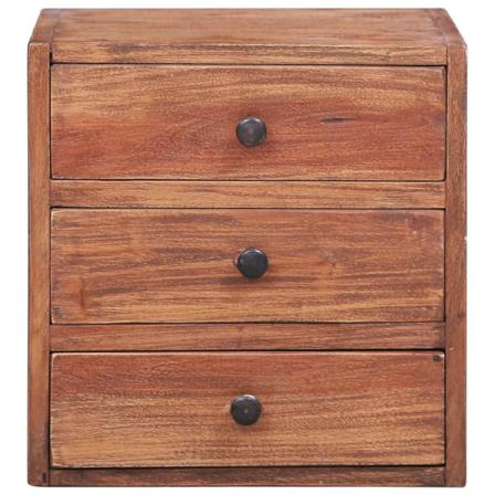 Vidaxl Sängbord Med 3 Lådor 35x25x35 Cm Massivt Återvunnet Trä Brun