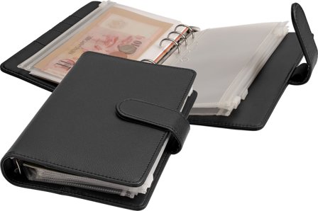 Valutamappe med 5 lynlåslommer - Tokyo Black - Leuchtturm