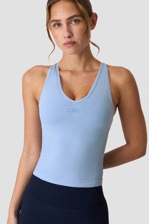 ICANIWILL - Sculpt Seamless V-neck Tank Banner Blue- Tanks - Dames - sportkleding van ICIW