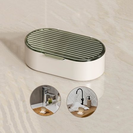 Såpeboks, Dobbeltlags Såpeholder med Lokk, Bærbar Reisesåpeholder, Vanntett og Forseglet Såpeskål (Grønn)