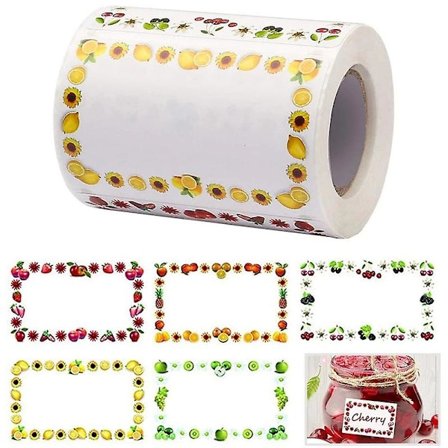 Etiketter for glass, selvklebende syltetøyetiketter tilpasset, 1 rull dekorative avtagbare klebrige syltetøyglass-etiketter for kjøkken 250 stk