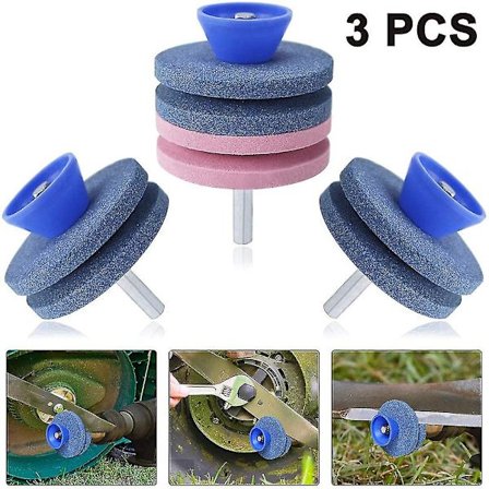 3-pack slipsten för gräsklipparknivar, slipmaskin för gräsklippare, slipsten för trädgårdsredskap / gräsklipparknivar