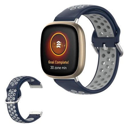 Fitbit Versa 3 / Sense tvåfärgad silikon klockarmband - mörkblå / grå