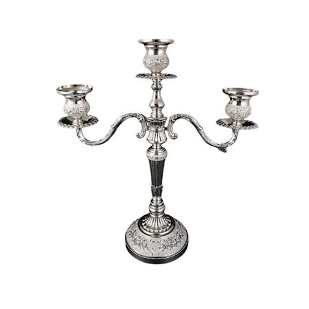 Europeisk Ljusstake i Vintage Stil - Trearmad Ljushållare för Heminredning Silver+White