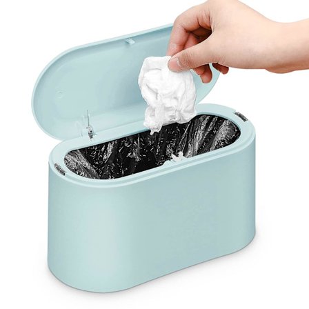 Bordspapperskorg med lock, sovrum och kök (blå)