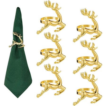 Jule Servietringe - Guld Renser Servietringe Sæt af 6 Chr