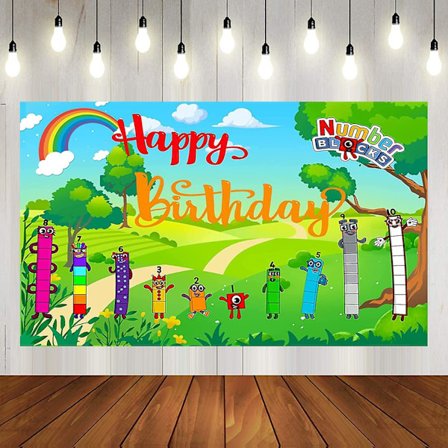 Heytea Nummerblock födelsedagsfesttillbehör, 5x3ft Nummerblock tecknad film Grattis på födelsedagen Baby Shower Banner (FMY)