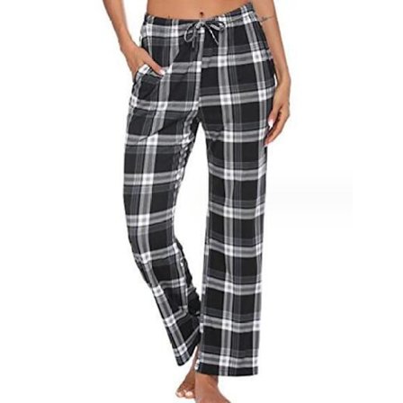 Dame Pyjamasbukser med Snøring i Livet og Rutete Mønster