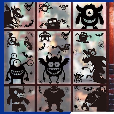 Halloween stora fönsterdekorationer monster silhuett