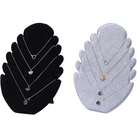 Sæt med to - Halskæde display stativ med 5 rum - Velour stof - til ophængning af halskæder og opbevaring af smykker