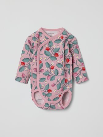 Polarn O. Pyret - wraparound bodysuit with strawberry print - 62 - Childrenswear - pink