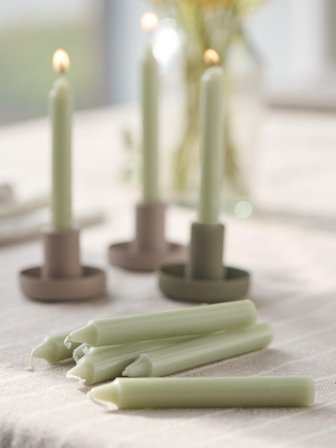 Ib Laursen Kertelys Støvgrønn 10stk Ø1,3xH10