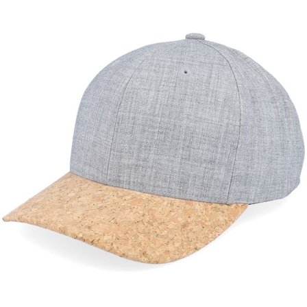 Yupoong - Grå adjustable Keps - Heather Grey/Cork Adjustable @ Hatstore
