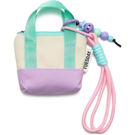 Mini Ryggsekk Nøkkelring for Kvinner, Liten Myntpung med Glidelås og Nøkkel Headset Veske (Lilla Beige)