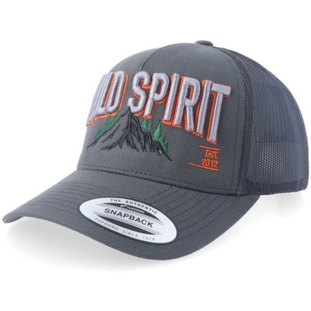 Wild Spirit - Grå trucker Keps - Stay Wild Mountain & Forest 3d Dark Grey A-frame Trucker @ Hatstore