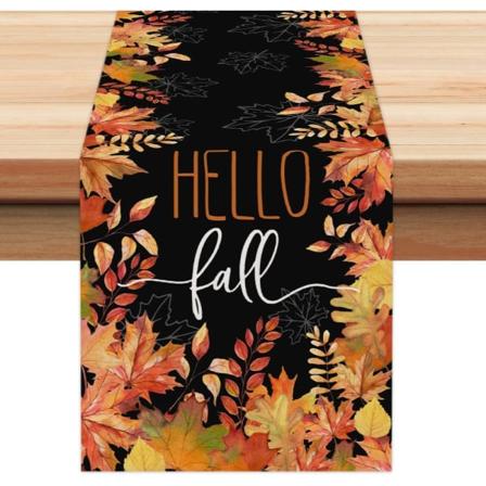 Efterårs Bordløber 13x72 Tommer, Lønblade, Thanksgiving Sæson Sort Burlap Landbrug Indendørs Udendørs Efterårs Bordløber