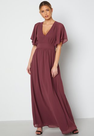 Bubbleroom Occasion Butterfly Sleeve Chiffon Gown Klær