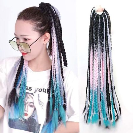 Flerfarvet hestehale paryk pandebånd 8 8