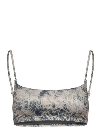 Weekday Printed Pull-Over Scoop Neck Bikini Top - Beige - S