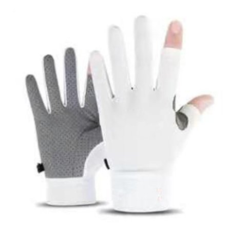 Sommer Ice Silk Cykelhandsker 2 Fingerløse Sportshandsker til Mænd Kvinder Cykling Træning Fitness Træning Vægtløftning Udendørs M Størrelse Hvid