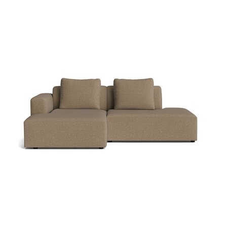 Como Lille Chaiselong Sofa, Venstrevendt Open End - Aurora Mørk Beige - 226x155x83cm - Håndlavet Kvalitets Sofa med 2 Rygpuder & Simpelt Elegant 
