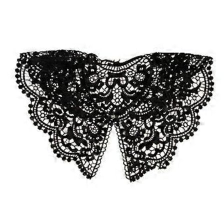 Broderad Krage Spetskrage Kvinnor Falsk Krage för Kvinnor Dickey Krage Avtagbar Krage för klänning Fusk Krage Snörning (Pärlspänne svart)