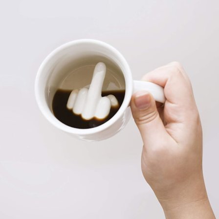Kaffekopp med langfinger, kaffekopp, 300 ml keramisk morsom kopp, den ultimate kontorspøken, en unik og morsom gave til både menn og kvinner.