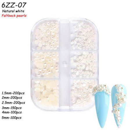 Nageldekorationer för Nail Art Halvcirkel Full Circle Färgglad Pearl Aurora 6-grid Pearl ZZ01 12g