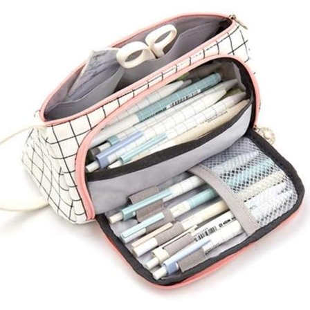 Skolpennfodral med stor kapacitet, pennfodral i canvas