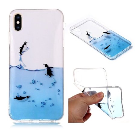 iPhone Xs Max-geletui med mønsterprint - Svømmende Pingvin
