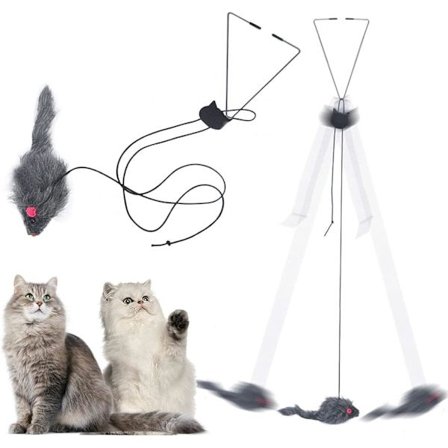 Katt Leksak Rep Snöre Mus Lektillbehör, Hängande Utdragbar Kattfångande Mus Leksak, Rolig Dörrhängande Studsande Mus Utdragbar Plyschmöss Katt 