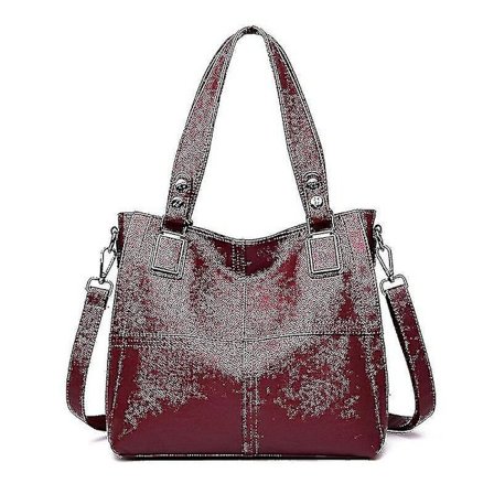 Læderhåndtaske Stor Kapacitet Håndtasker Dame Skuldertaske Dame Sling Bag(rød)
