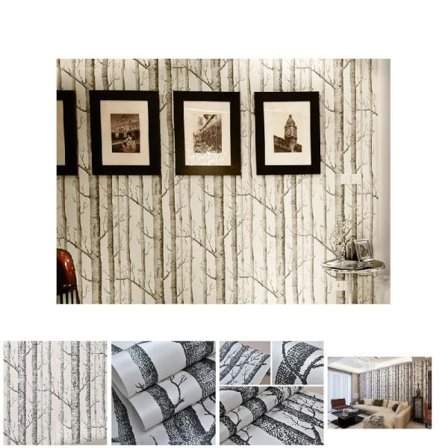 [NT] Bjørketræ Tapet Moderne Indretning Tapetrulle Skov Træ Tapet Til Soveværelse Stue Sort