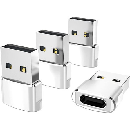 USB till USB-C Adapter 4-pack, Typ C Hona till A Hane Laddningskabelkonverterare för Apple iWatch 8 7, Mac, iPhone 12 13 14 15 Max Pro, Airpods
