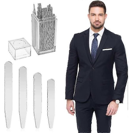 Skjortekraveben i metal sæt med 40 stykker og klar akryl opbevaring