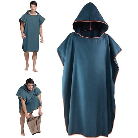 Poncho Håndkle, Myk Surf Badekåpe med Hette, Hurtigtørkende Skiftehåndkle