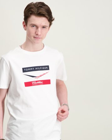 Tommy Hilfiger TH X CF1 CHEVRON TEE Vit T-shirts Kille - Kids Brand Store