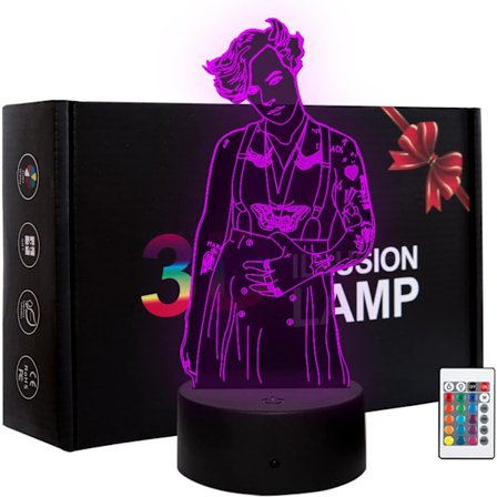 3D LED Singer Idol Nattlys Harry & Styles Figur Lampe for Barn Hjem Rom Dekor Fargerikt Nattlys Merch Fans Bursdagsgave