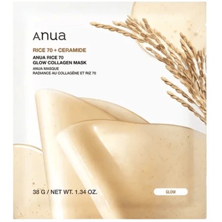 Anua Rice 70 Glow Collagen Mask 38g - Kollagen Hydrogel Ansiktsmask