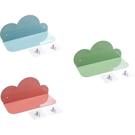 3 stk Enkle Skyformede Vegghyller, Veggdekorasjon Oppbevaringsstativ, Smijern Gave