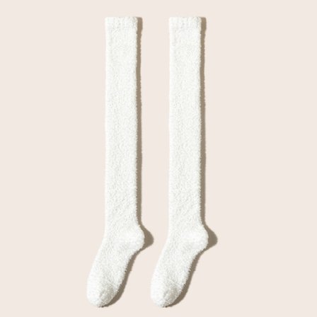 Lange Fleece-sokker til Damer i Koral - Varme og Bløde over Knæet, Maskinvaskbare